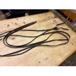 Single driving reins with rolled leather