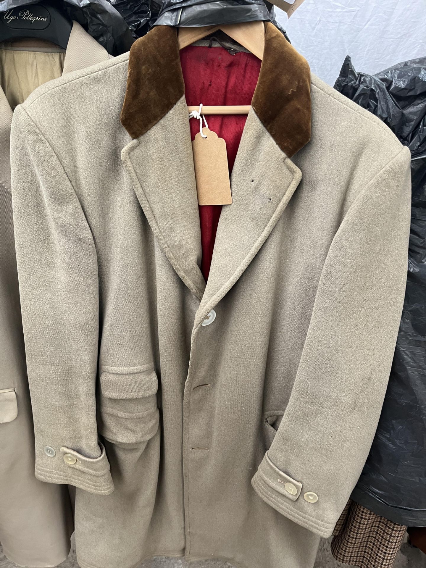 Full length beige coachman's coat with brown collar, together with a long beige coat by Aquascutum - Image 3 of 3