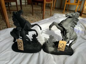 Pair of rearing Marly Horses 16-inches high