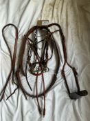 Set of brown with brass in-hand horse harness to fit a 14-16hh