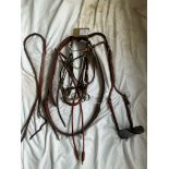 Set of brown with brass in-hand horse harness to fit a 14-16hh