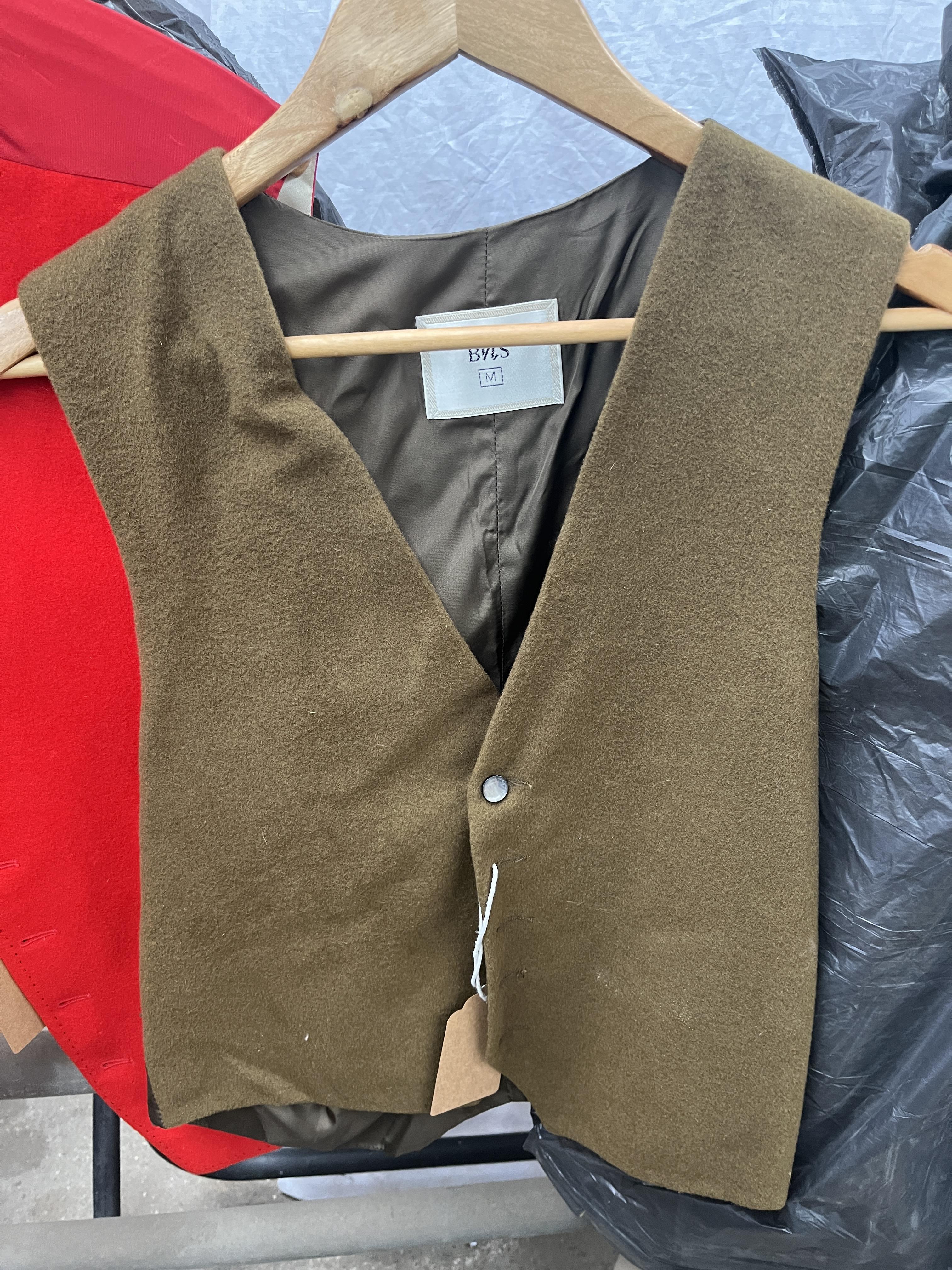 Four various waistcoats; red large; tweed medium; khaki medium; yellow medium/small - Image 3 of 4