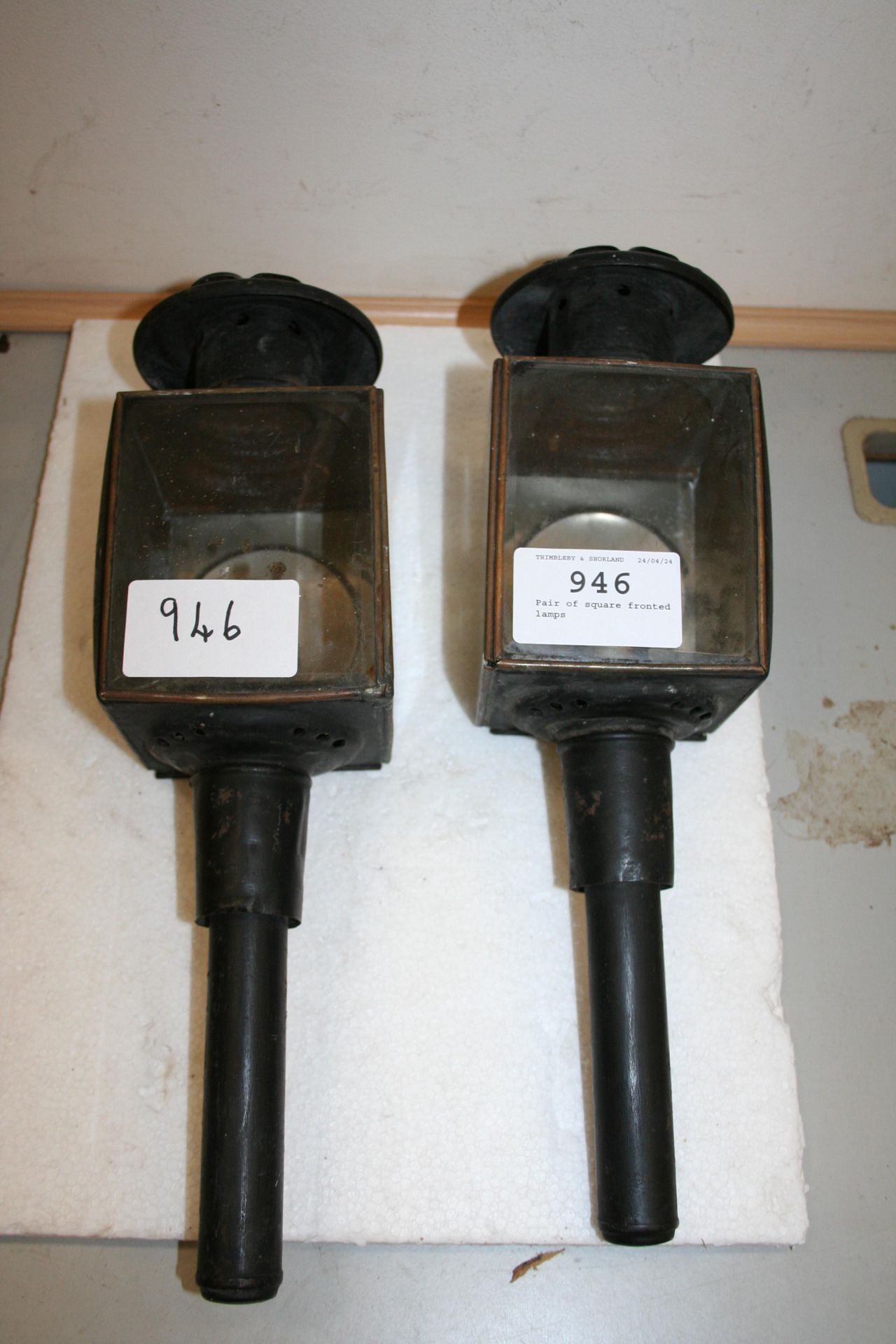 Pair of square fronted lamps