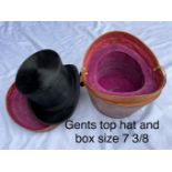 Black top hat and box size 7 3/8