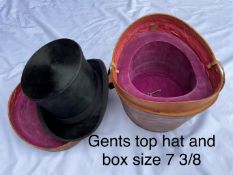 Black top hat and box size 7 3/8
