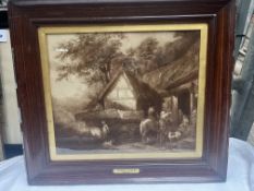 Framed and glazed George Morland print 'The Door of a Village Inn'