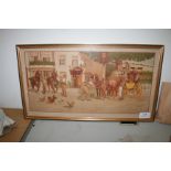 Coaching print "Changing Horses at The Bell Inn" 32" x 18"