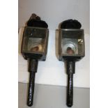 Pair of square fronted carriage lamps