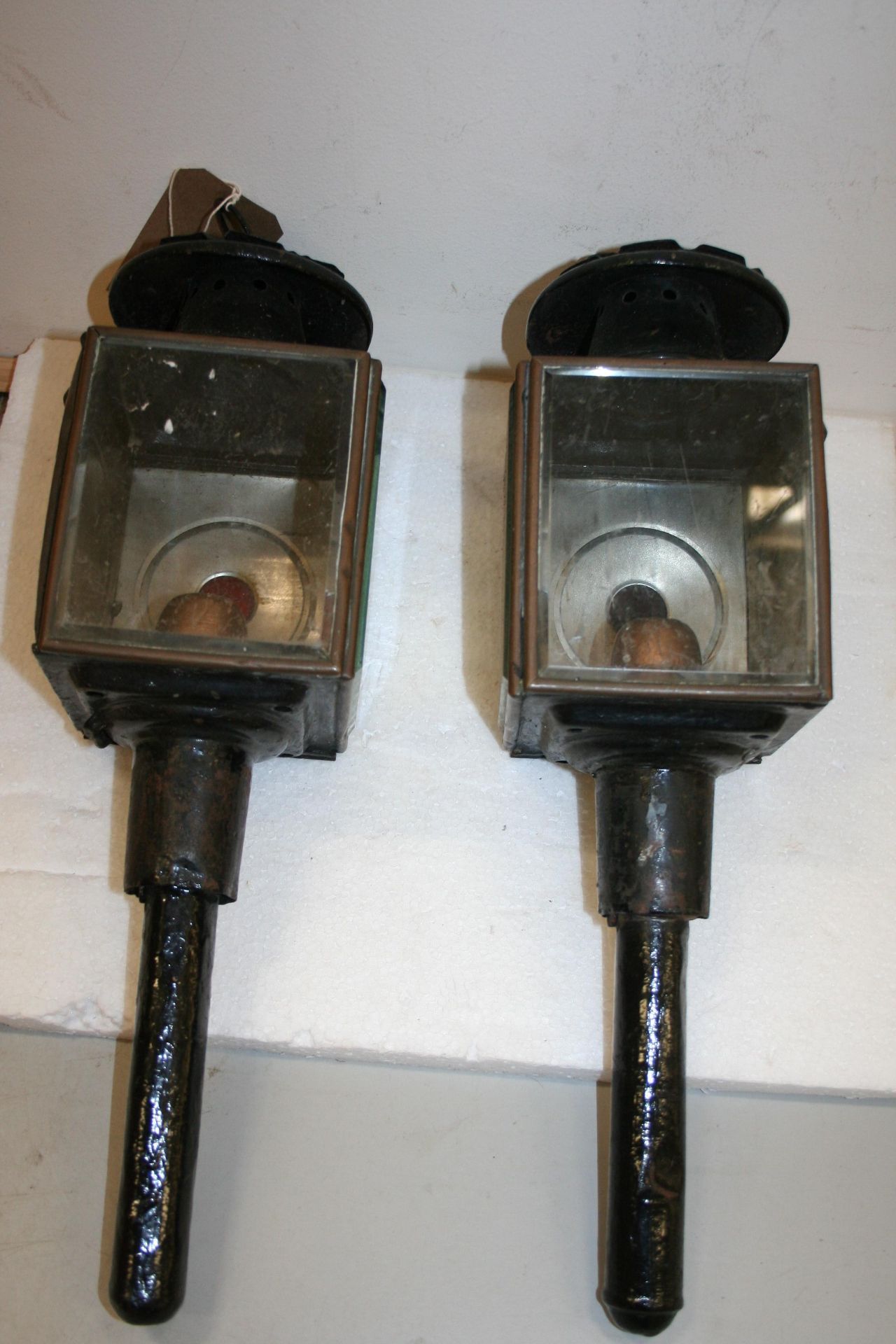 Pair of square fronted carriage lamps