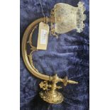 Decorative brass side lamp with matching glass shade