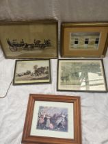 A quantity of framed and glazed carriage-related prints and paintings including