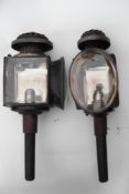 Pair of large antique coach lamps by Clulo and Orton of Leicester.