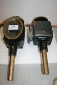 Pair of brass oval fronted carriage lamps