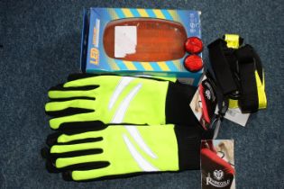Carriage LED light, two sets of reflective gloves, one hi viz martingale and two carriage reflectors