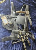 Heavy horse English leather driving bridle by Curtis Saddlery, Spilsby
