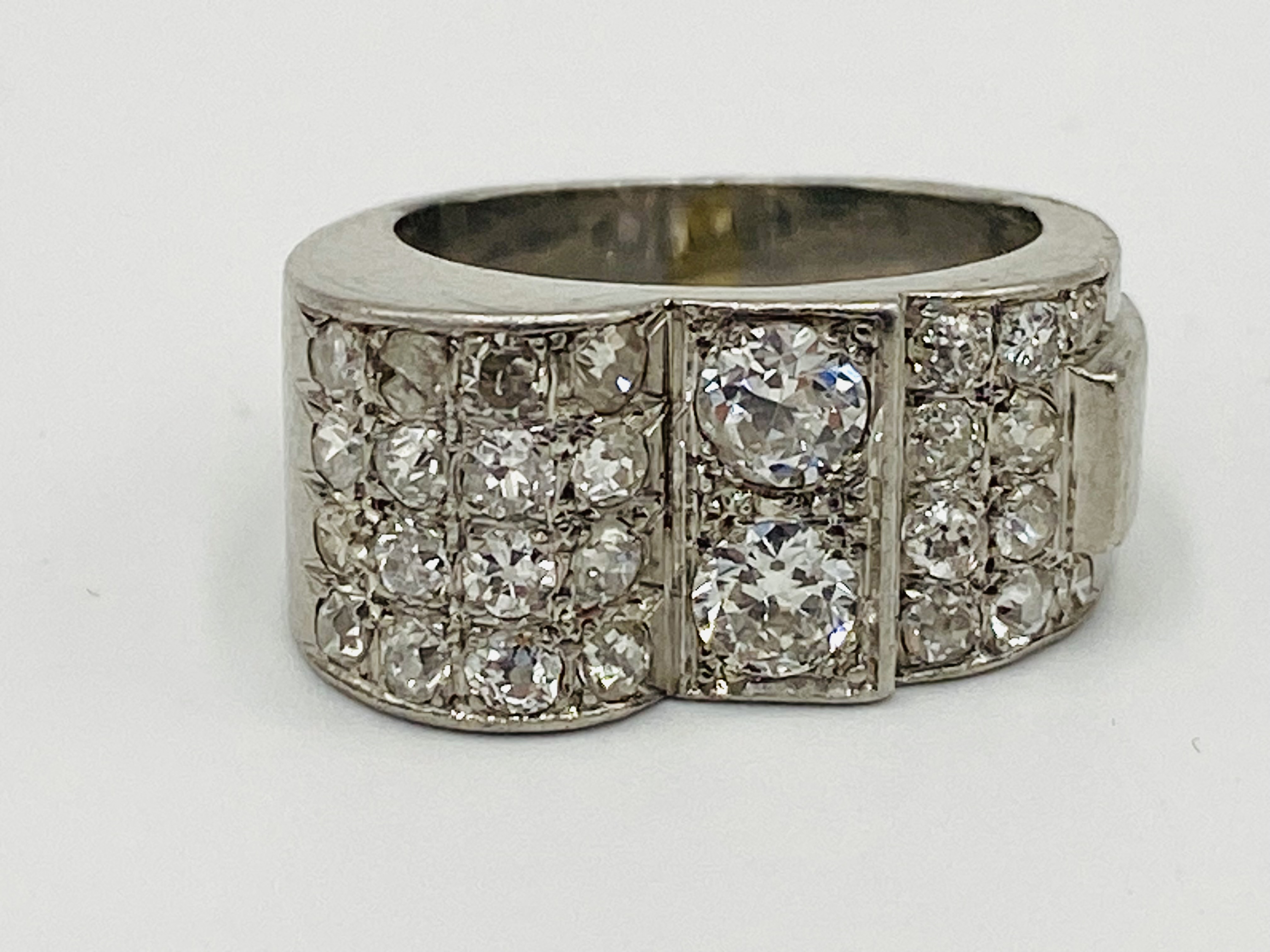 Platinum and diamond French marked ring