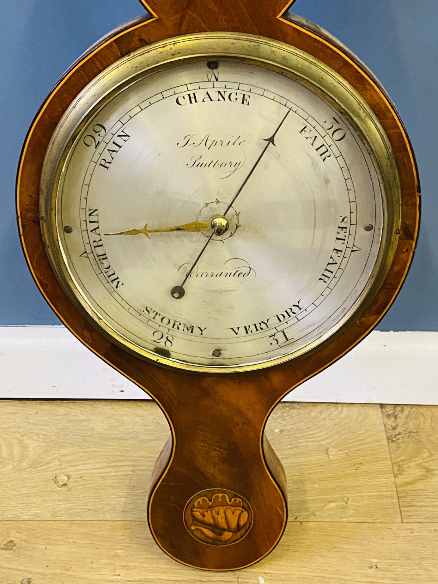 19th century wheel barometer and thermometer - Image 7 of 7
