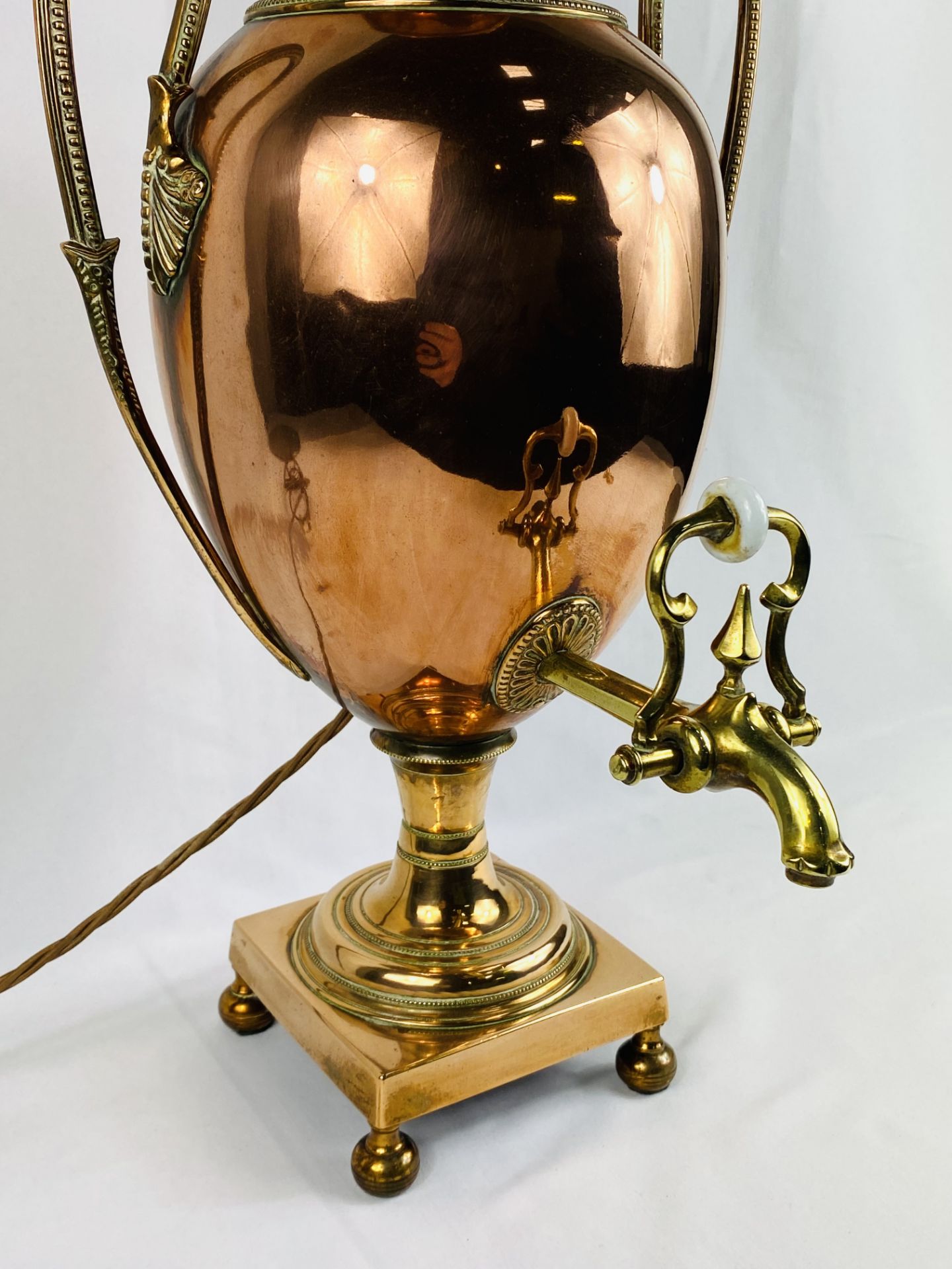 Georgian copper and brass samovar lamp - Image 4 of 4