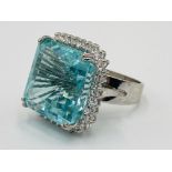 18ct white gold, aquamarine and diamond ring