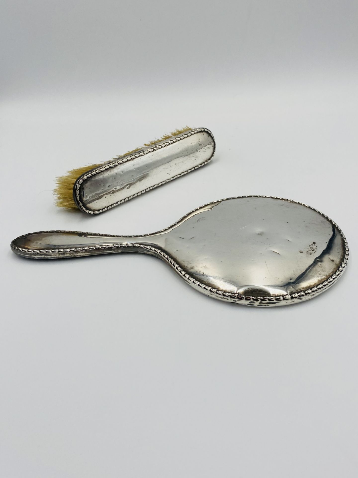 Silver backed dressing table mirror and brush - Image 5 of 6