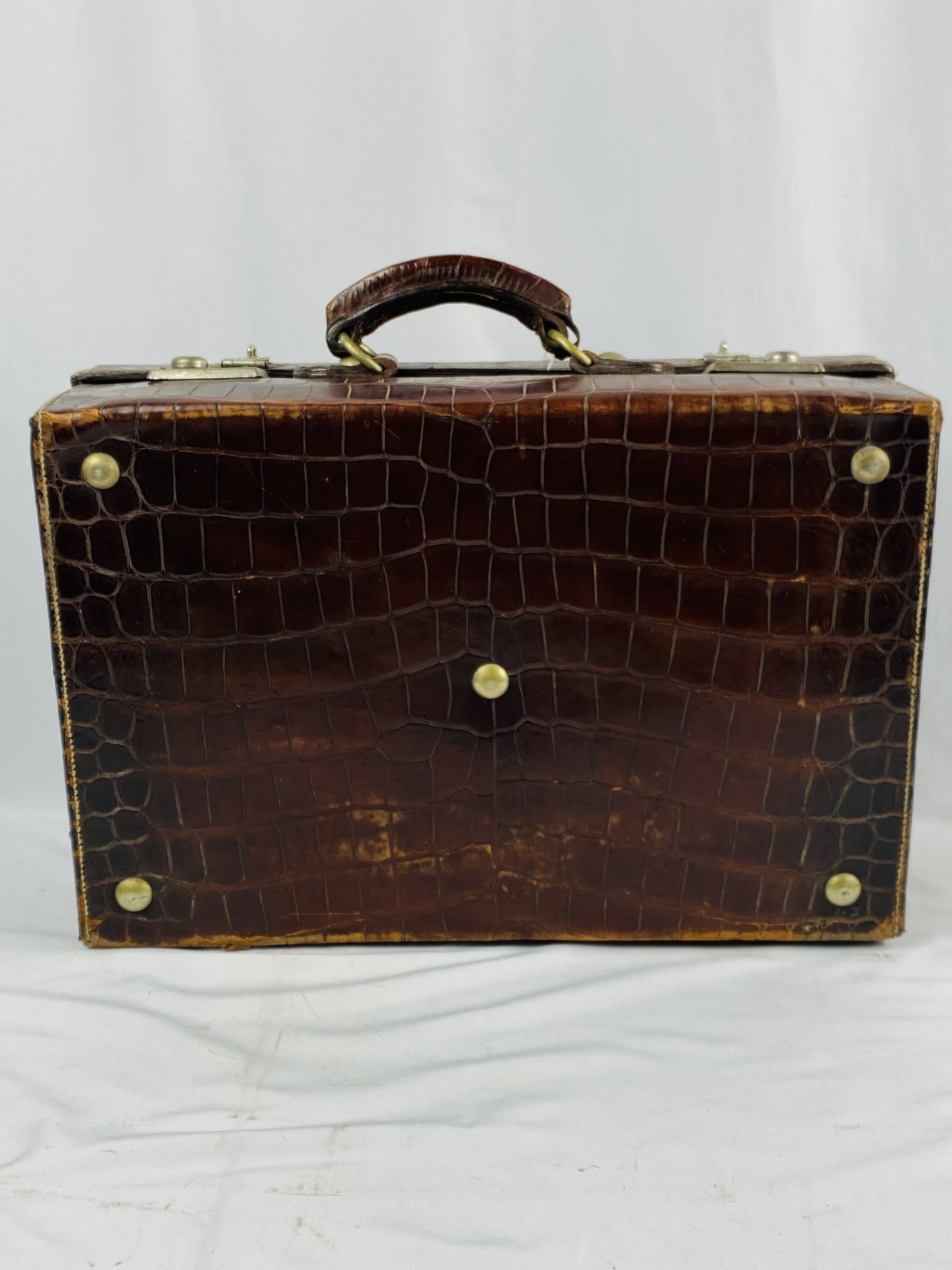 Early 20th century crocodile case. CITIES REGULATIONS APPLY TO THIS LOT. - Image 8 of 9