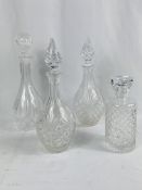 Four cut glass decanters
