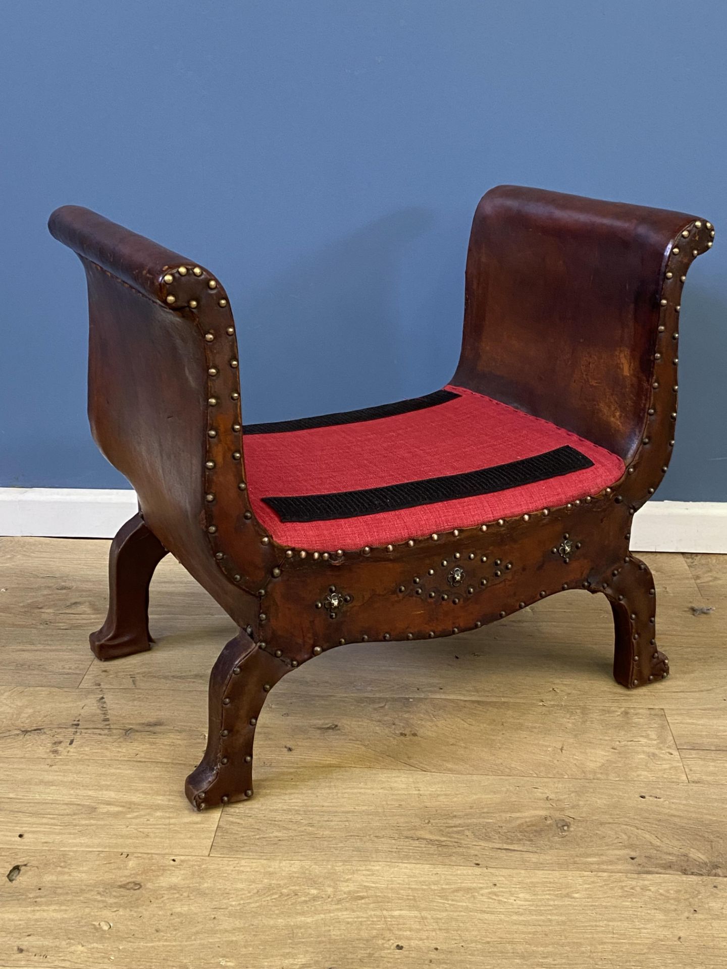 1920's leather upholstered stool - Image 6 of 7