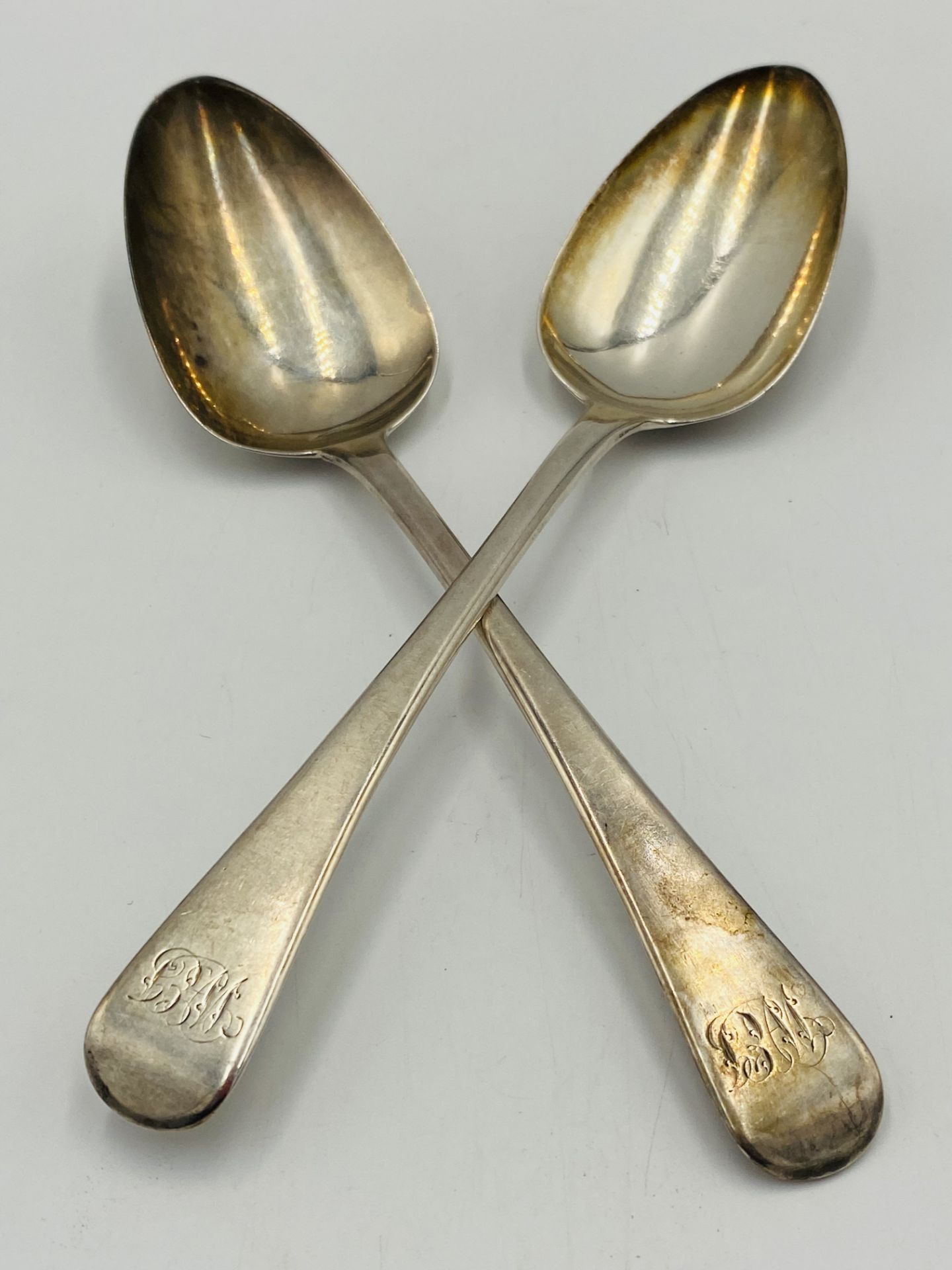 Pair of silver serving spoons - Image 2 of 6
