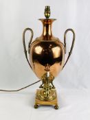 Georgian copper and brass samovar lamp