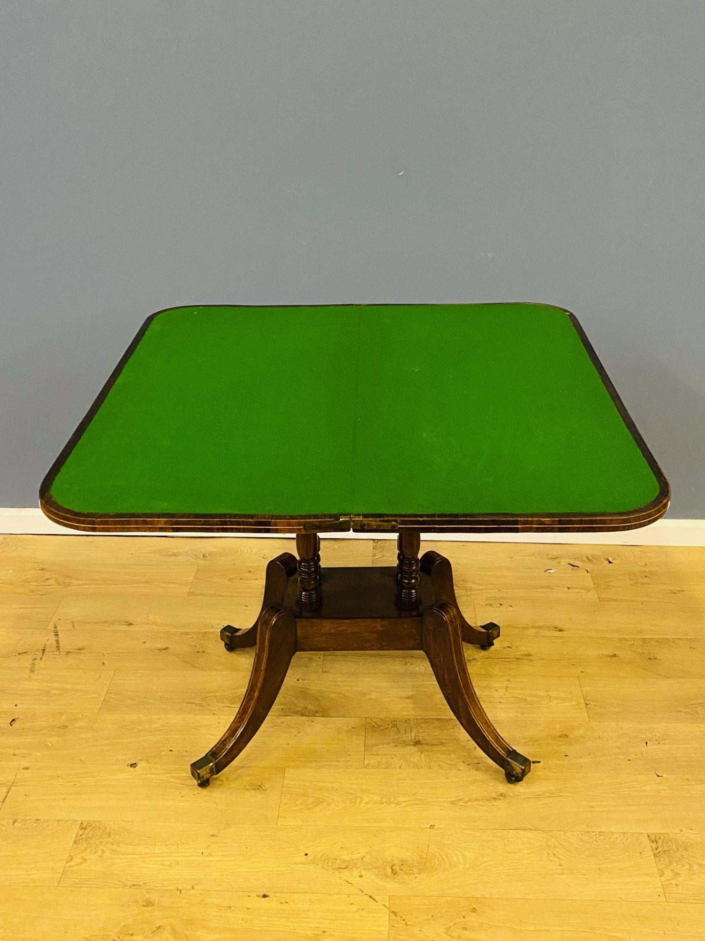 19th century rosewood fold over top card table - Image 4 of 7