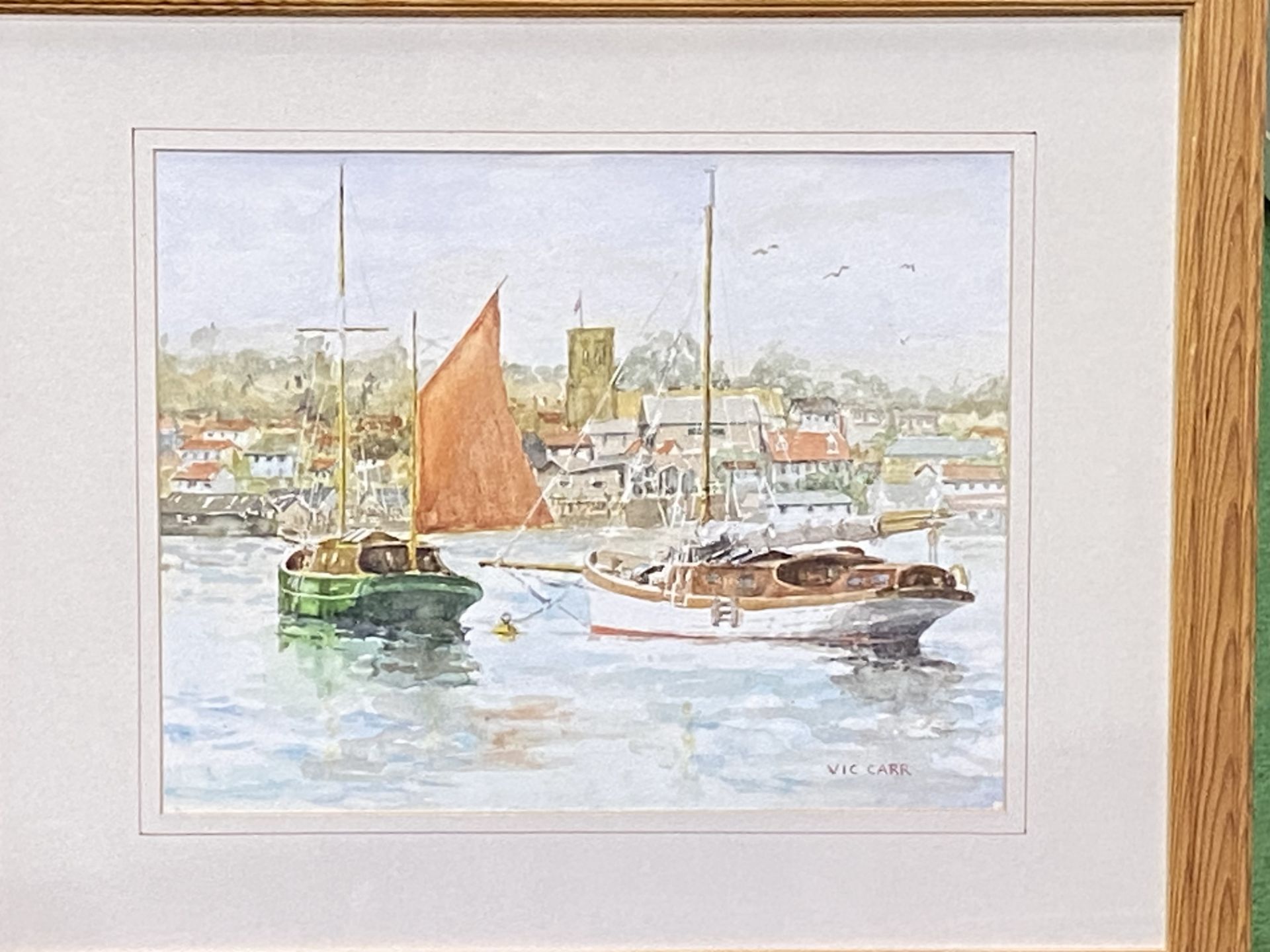 Framed and glazed watercolour, signed Vic Carr - Bild 4 aus 4