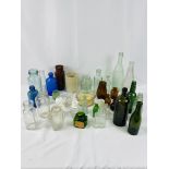 A Reading Victorian codd bottle and 36 bottles/pots and two other items
