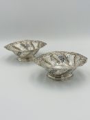 Pair of pierced bon bon dishes, London 1891