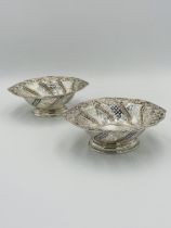 Pair of pierced bon bon dishes, London 1891