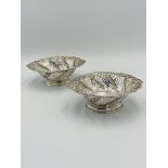 Pair of pierced bon bon dishes, London 1891