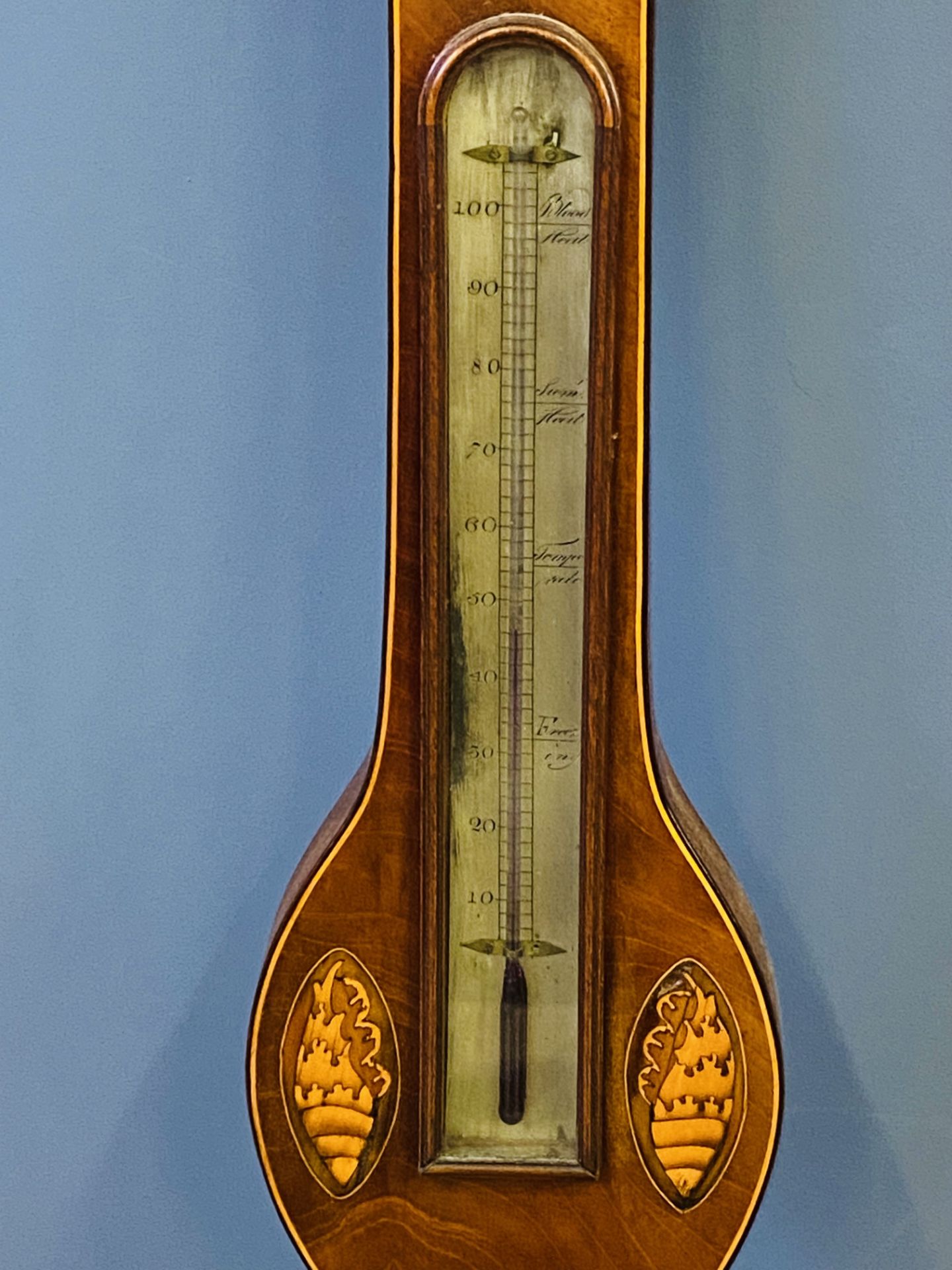 19th century wheel barometer and thermometer - Image 5 of 7