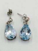 9ct white and aquamarine earrings