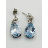 9ct white and aquamarine earrings