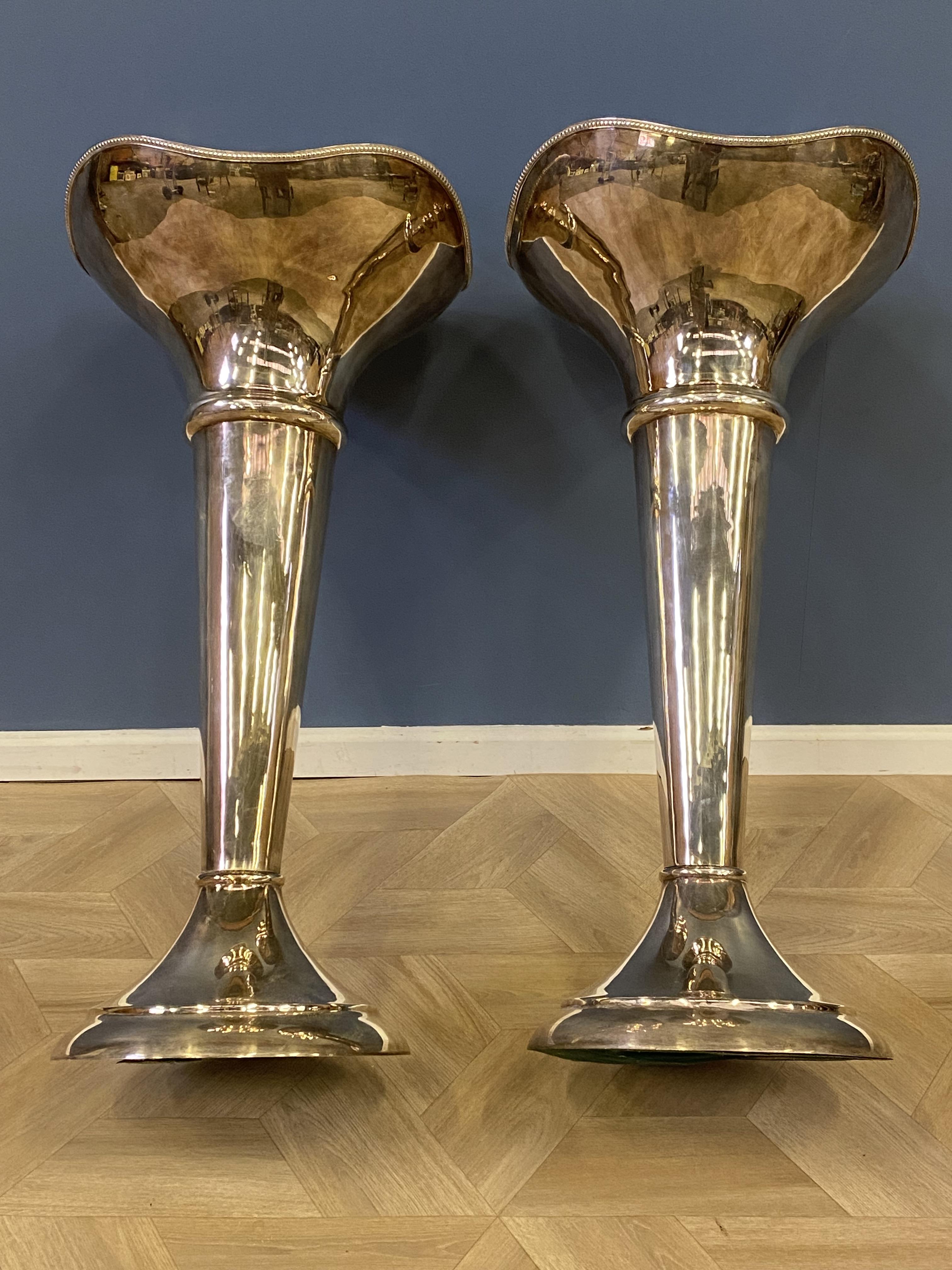 Large pair of silvered vases retailed by Thomas Goode - Image 5 of 9