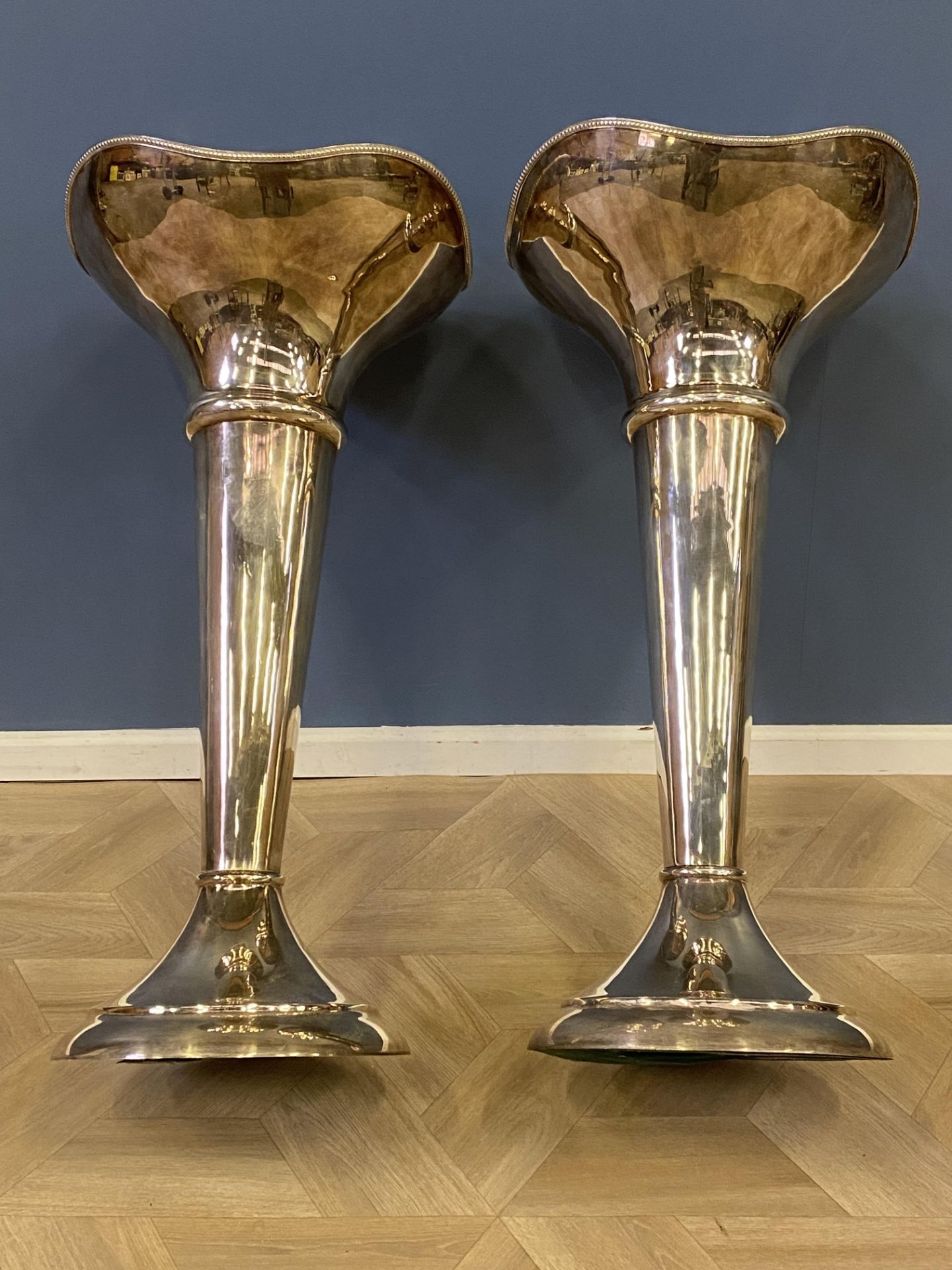 Large pair of silvered vases retailed by Thomas Goode - Image 5 of 9