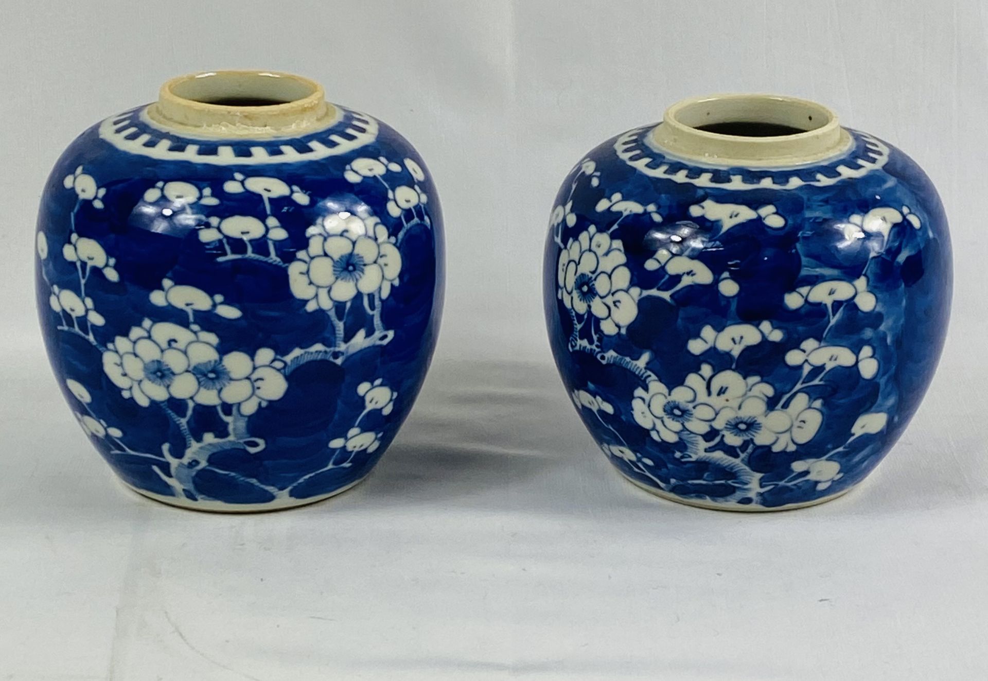 Two blue and white ginger jars
