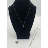 9ct gold necklace, ring and pendant necklace