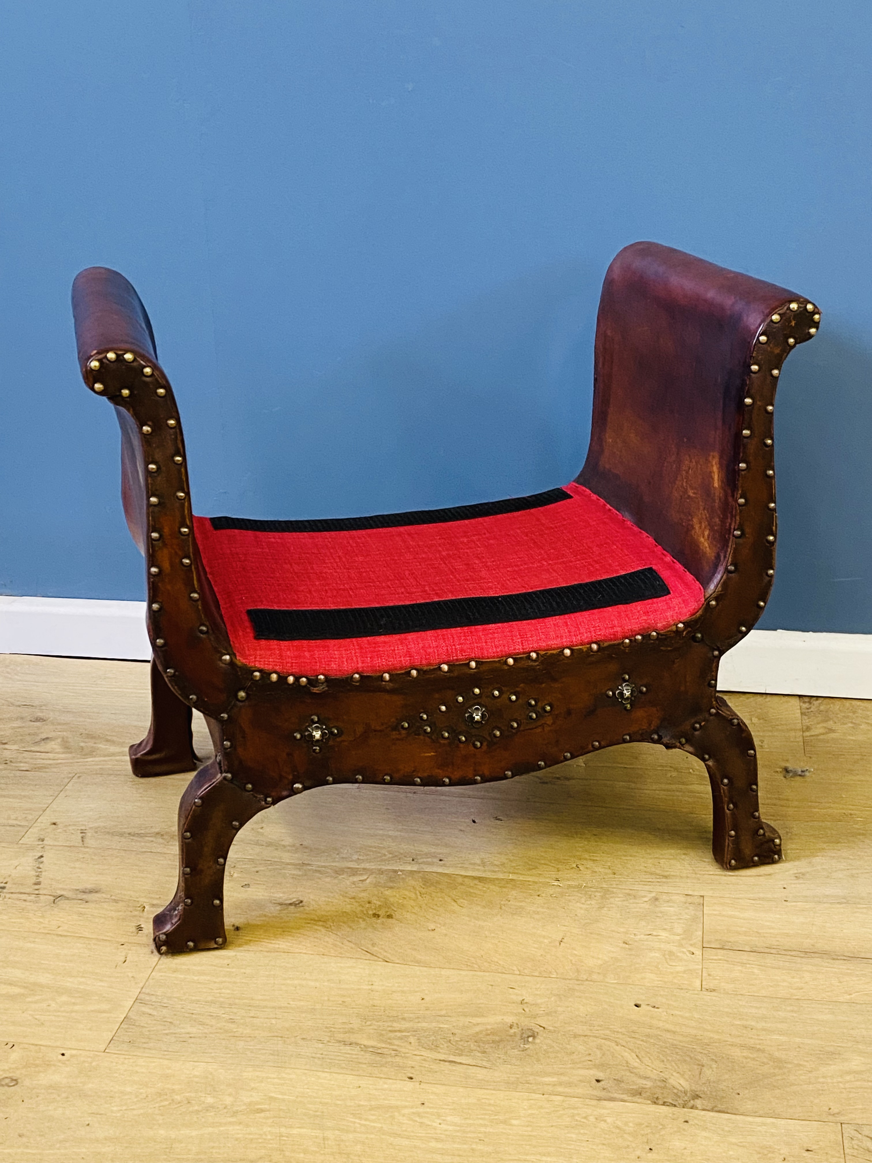 1920's leather upholstered stool - Image 3 of 7