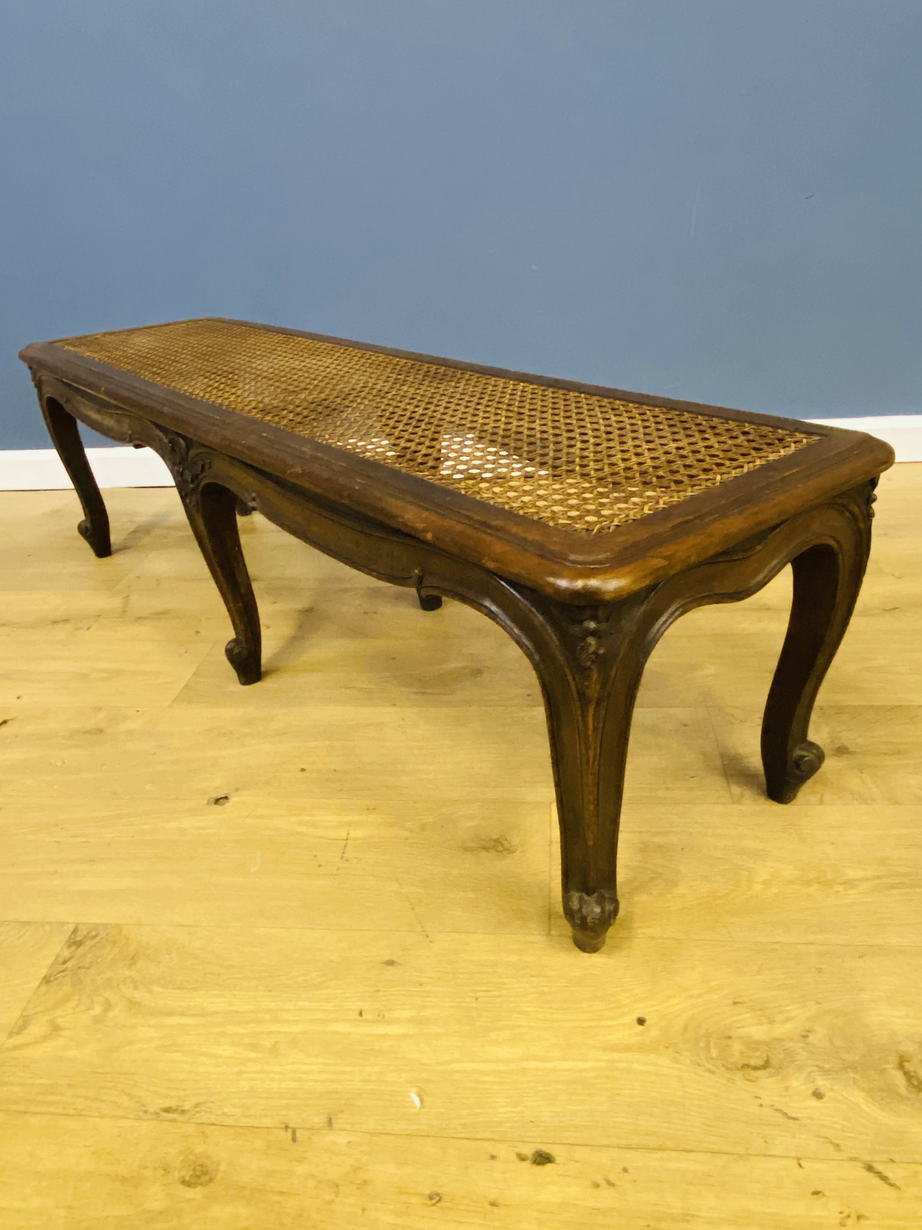 French walnut footstool with cane worktop - Image 4 of 6