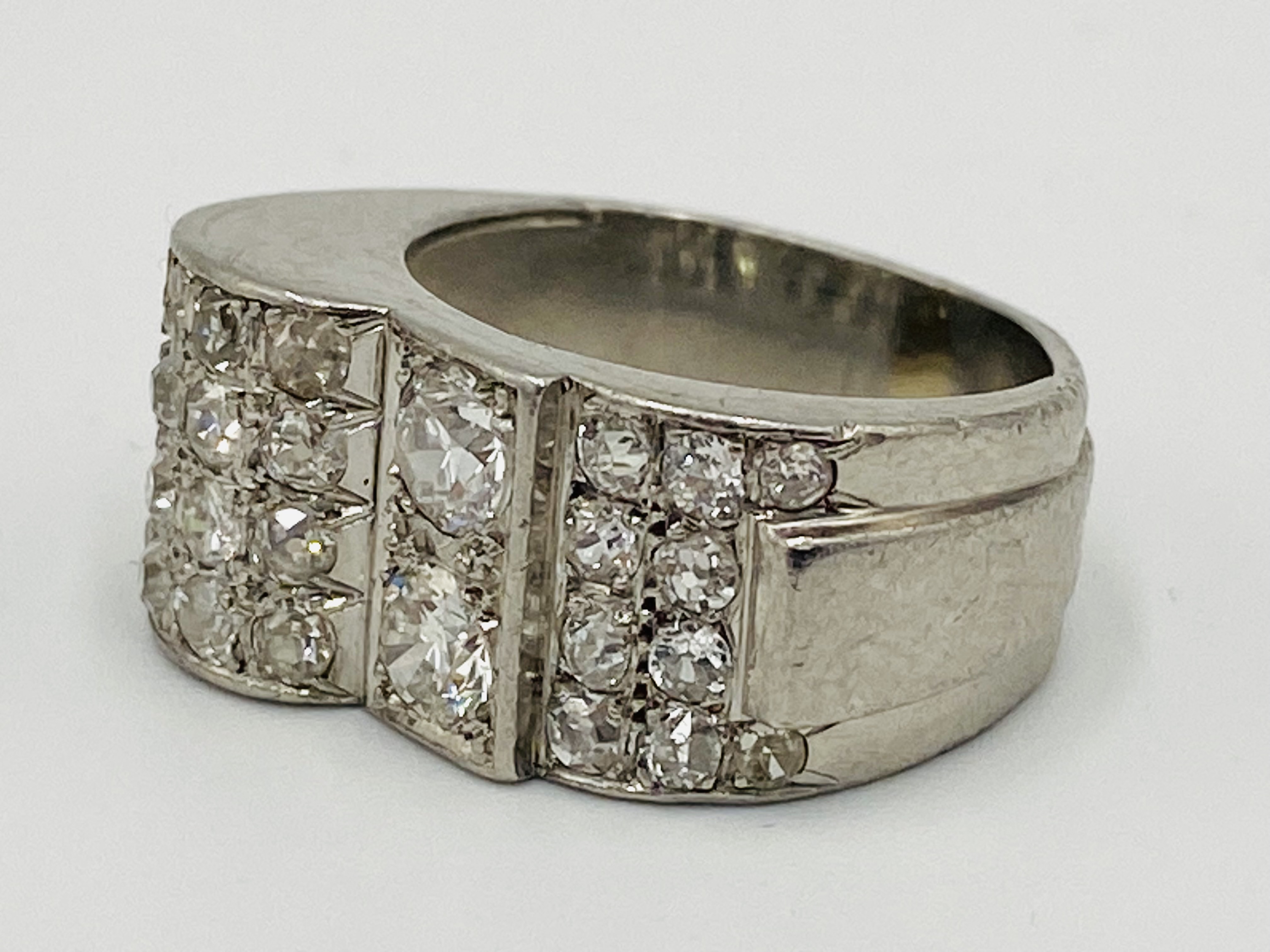 Platinum and diamond French marked ring - Bild 2 aus 4