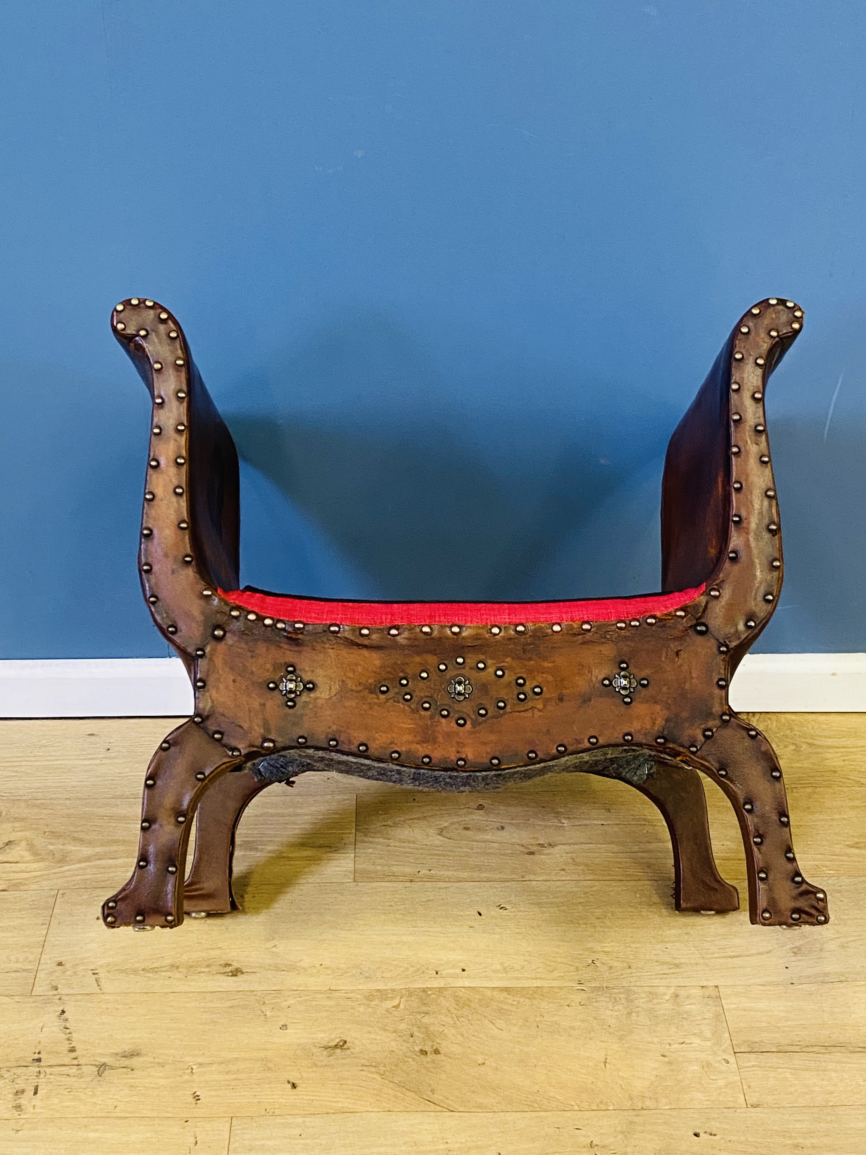 1920's leather upholstered stool - Image 4 of 7