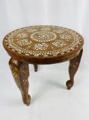 Indian occasional table with bone inlay