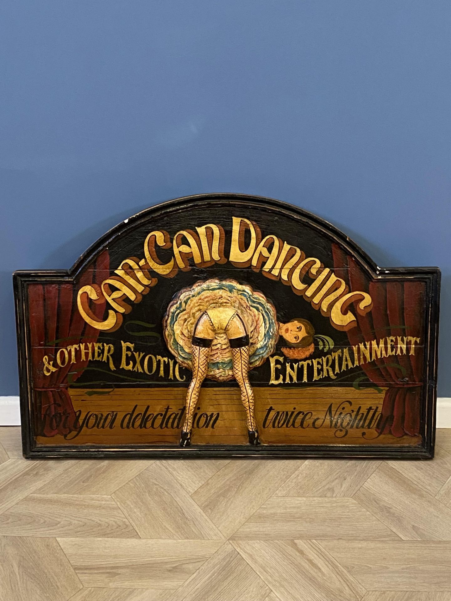 Contemporary hand painted can can dancing decorative wall hanging