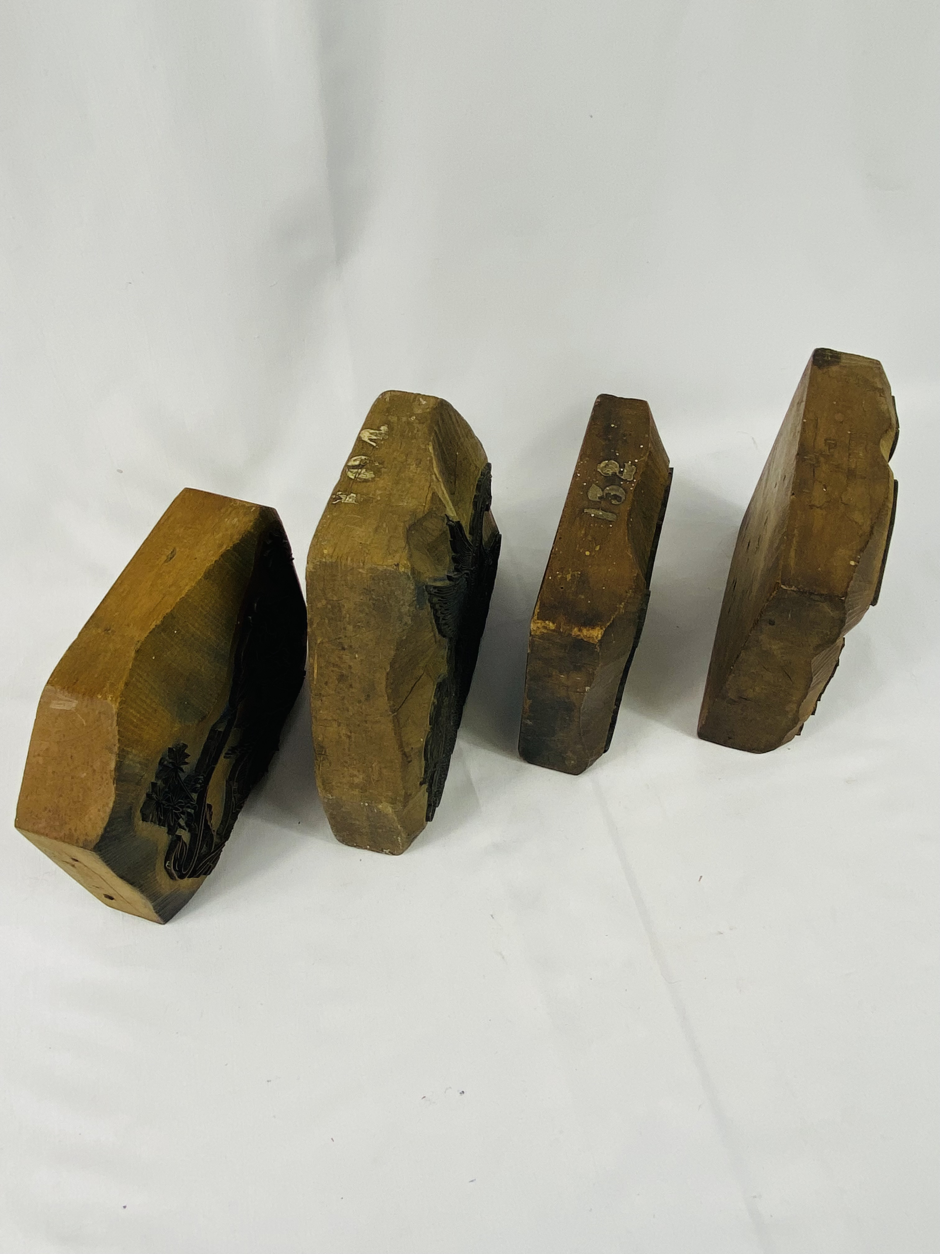 Four late 18th / early 19th century wood printing blocks - Image 3 of 7
