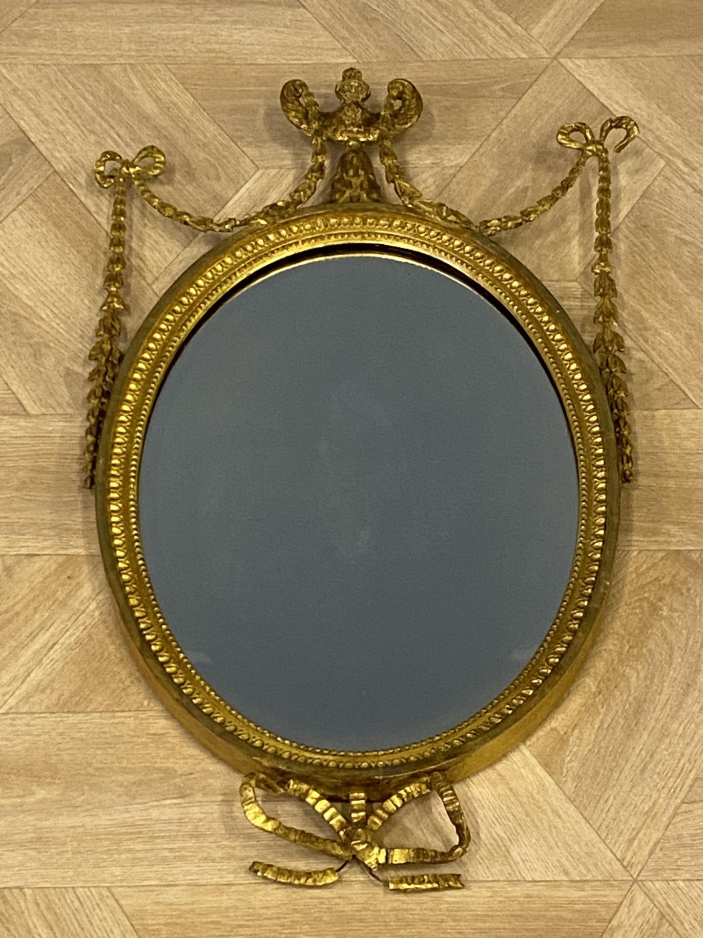 Antique oval Adam style mirror - Image 2 of 5